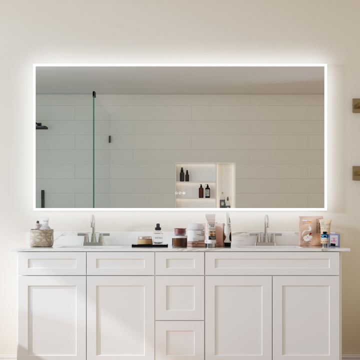 84 in. W x 42 in. H Rectangular Frameless Anti-Fog LED Light Dimmable Wall Mount Premium Bathroom Vanity Mirror