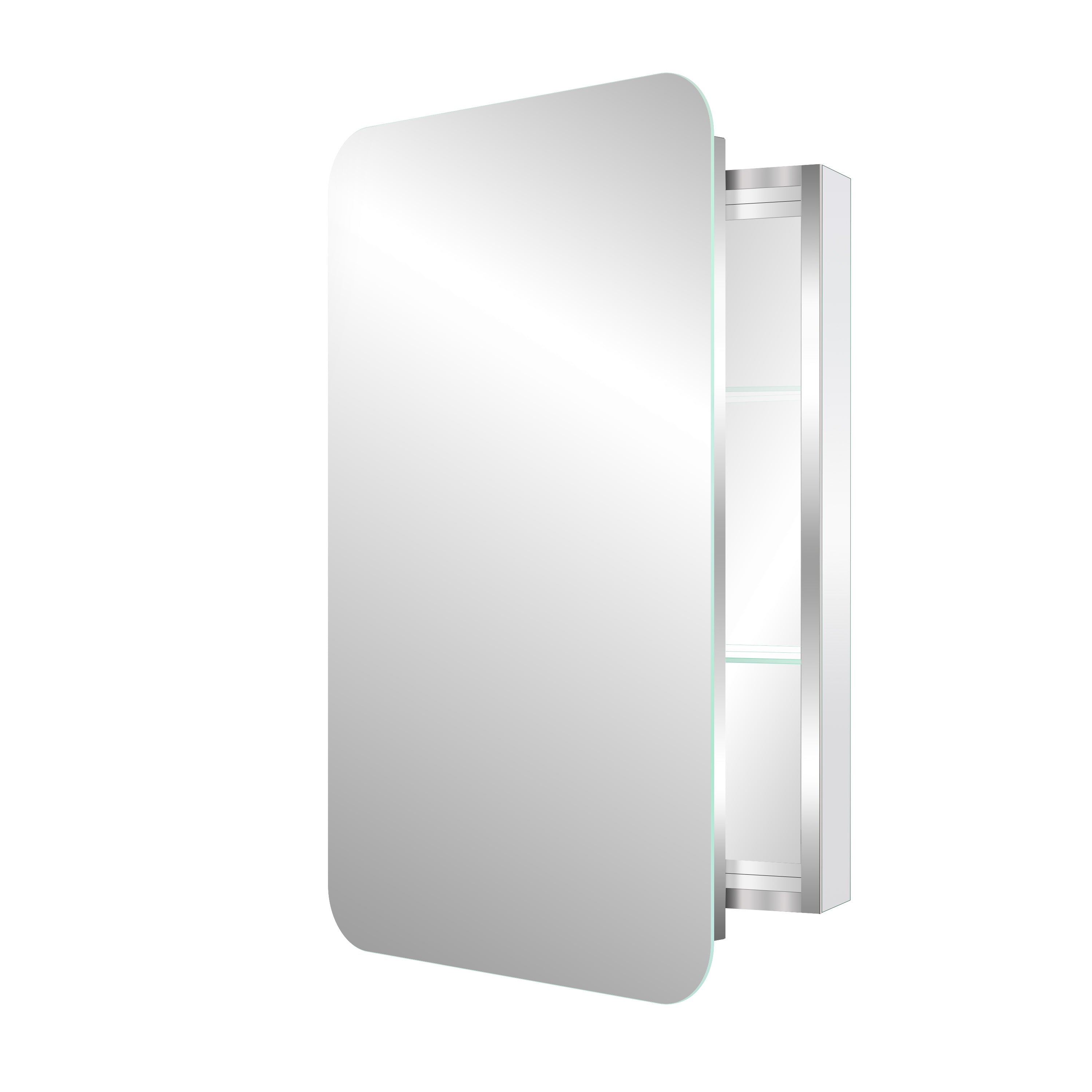 20 in. × 32 in. Aluminum Mirror Medicine Cabinet with Reversible Door Swing, Recessed or Surface Mount, Adjustable Shelves