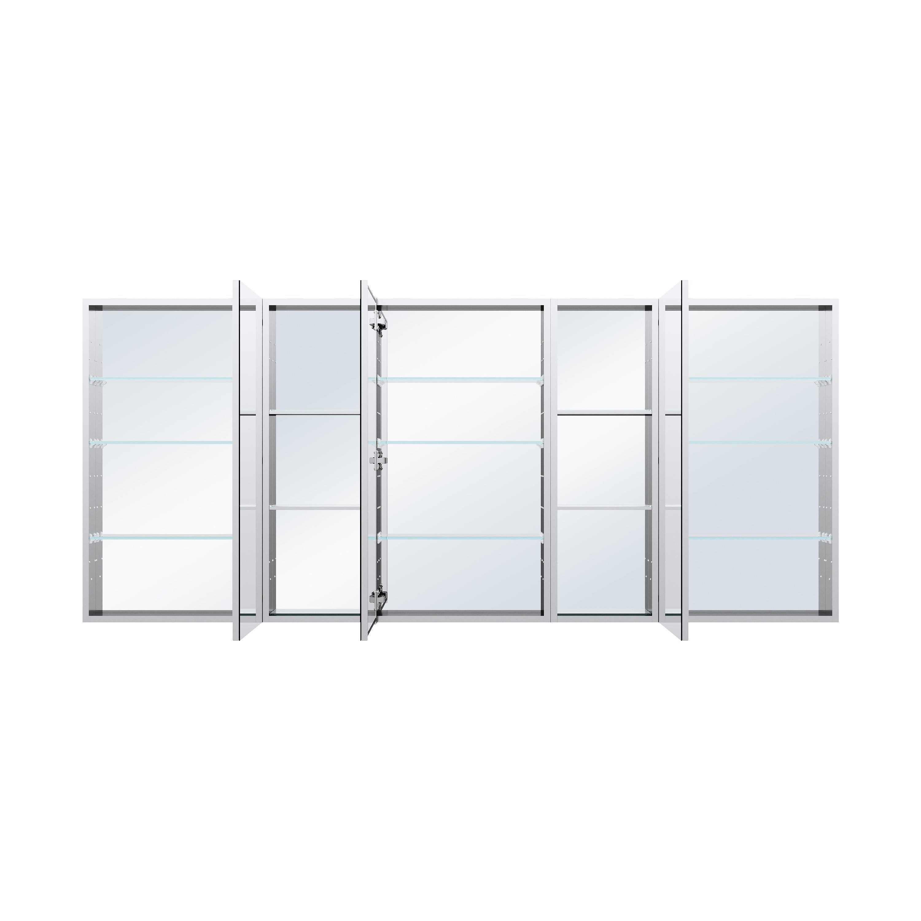 84 in. ×36 in. Bathroom Medicine Cabinet Set with Copper-Free Tri-View Mirror and Open Side Cabinet, Recessed or Surface Mount