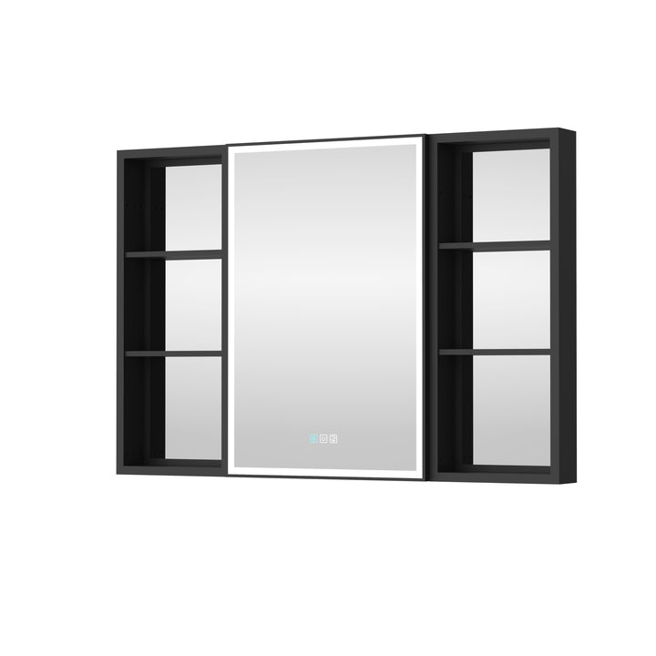 44 in. x 30 in. Black Aluminum Medicine Cabinet with Mirror and LED Light