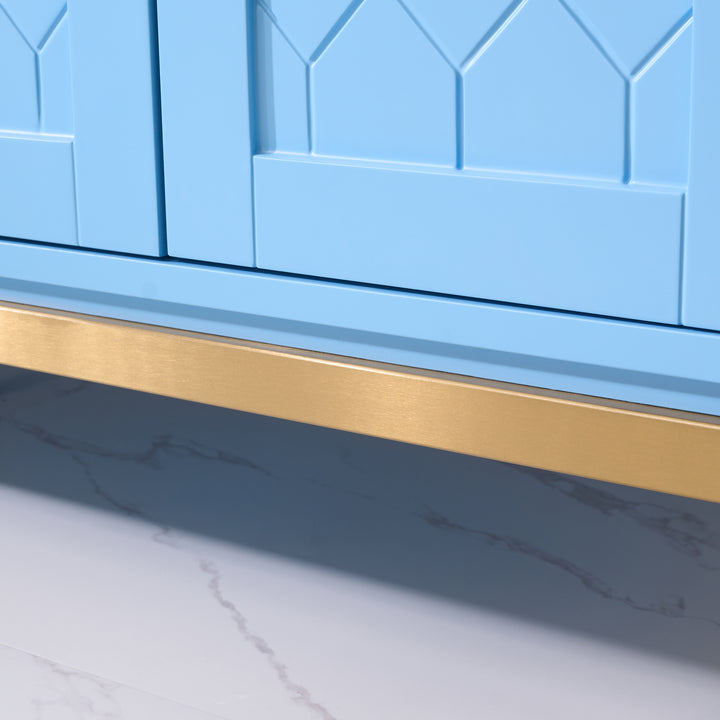 60 in. W x 22 in. D x 35 in. H Bathroom Vanity in Light Blue with Carrara White Quartz Vanity Top with White Sink