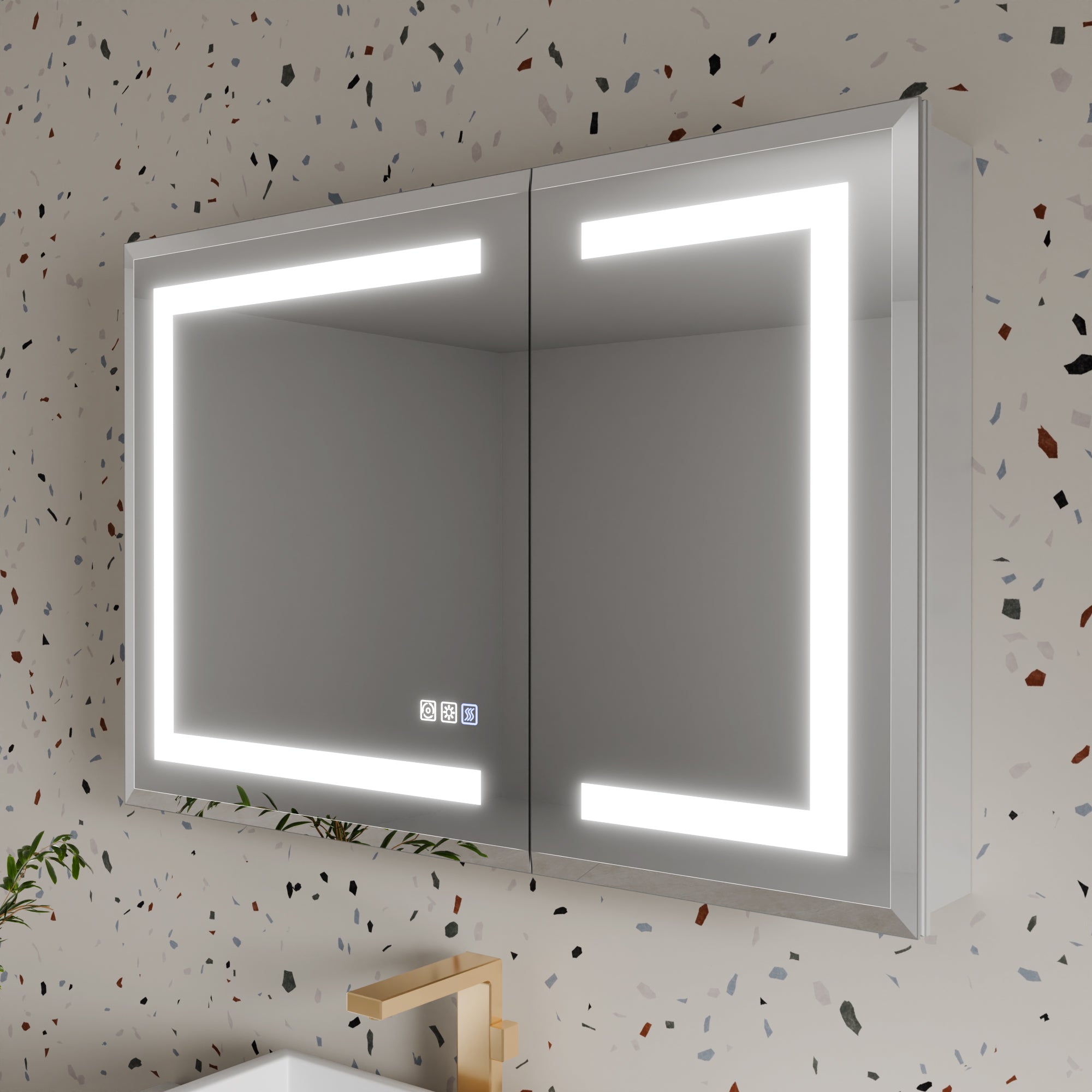 36 in. x 24 in. Aluminum Beveled Edge LED Medicine Cabinet, Recessed/Surface Mount