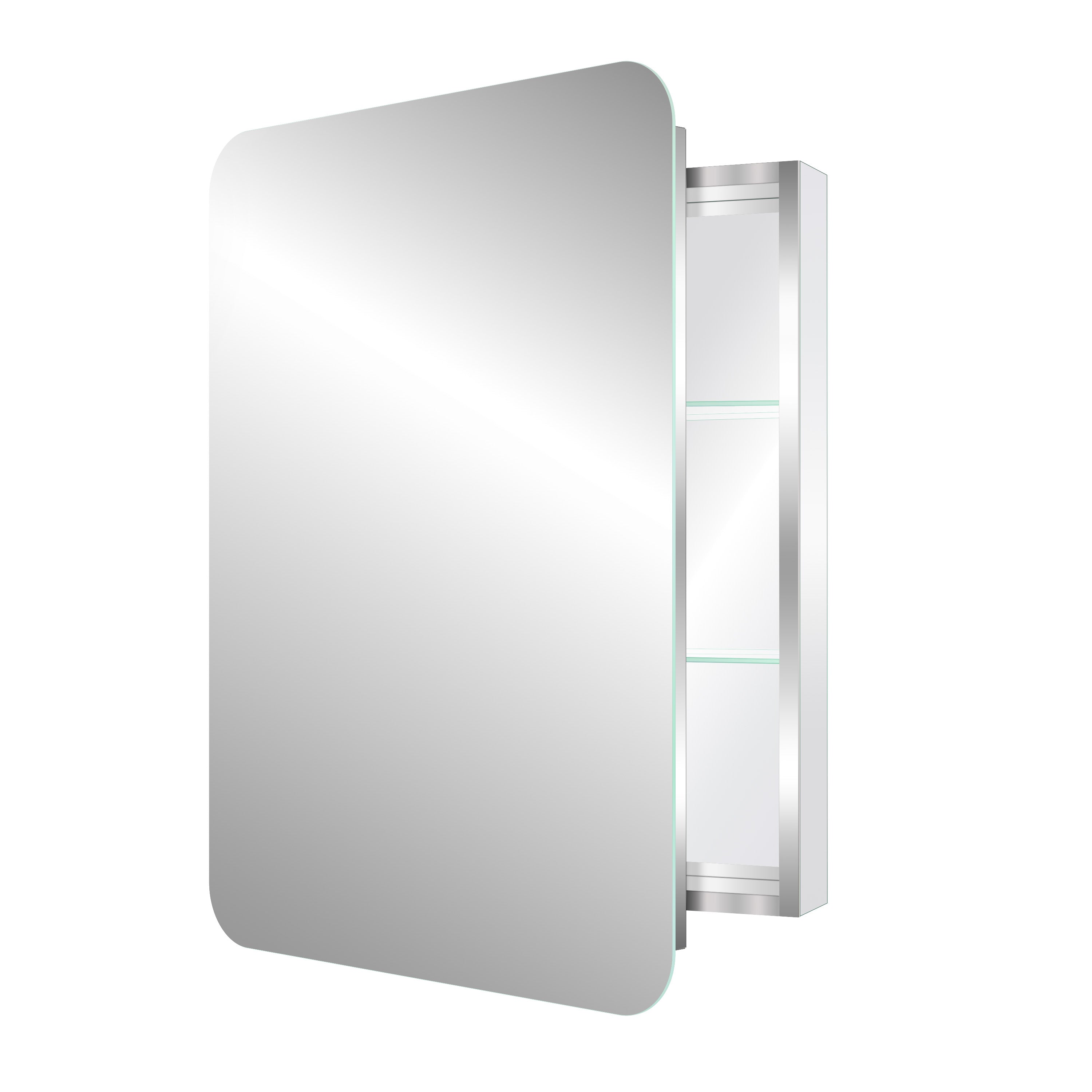 24 in. × 32 in. Aluminum Mirror Medicine Cabinet with Reversible Door Swing, Recessed or Surface Mount, Adjustable Shelves