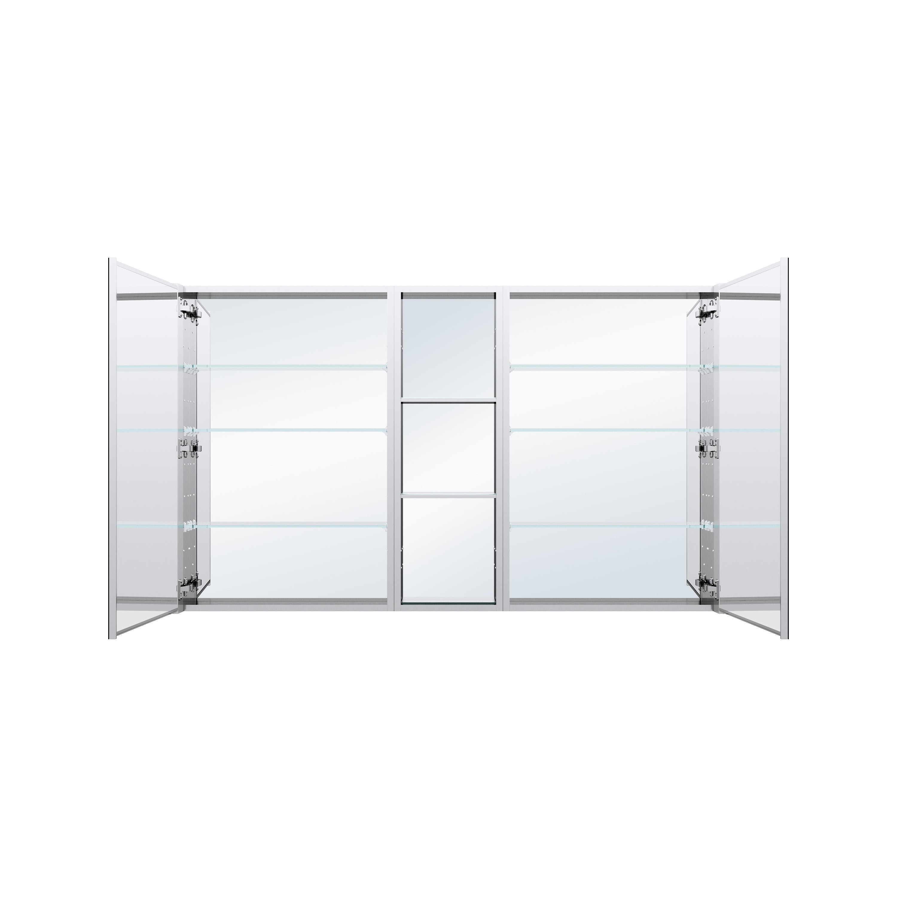 60 in. ×36 in. Bathroom Medicine Cabinet Set with Copper-Free Tri-View Mirror and Open Side Cabinet, Recessed or Surface Mount