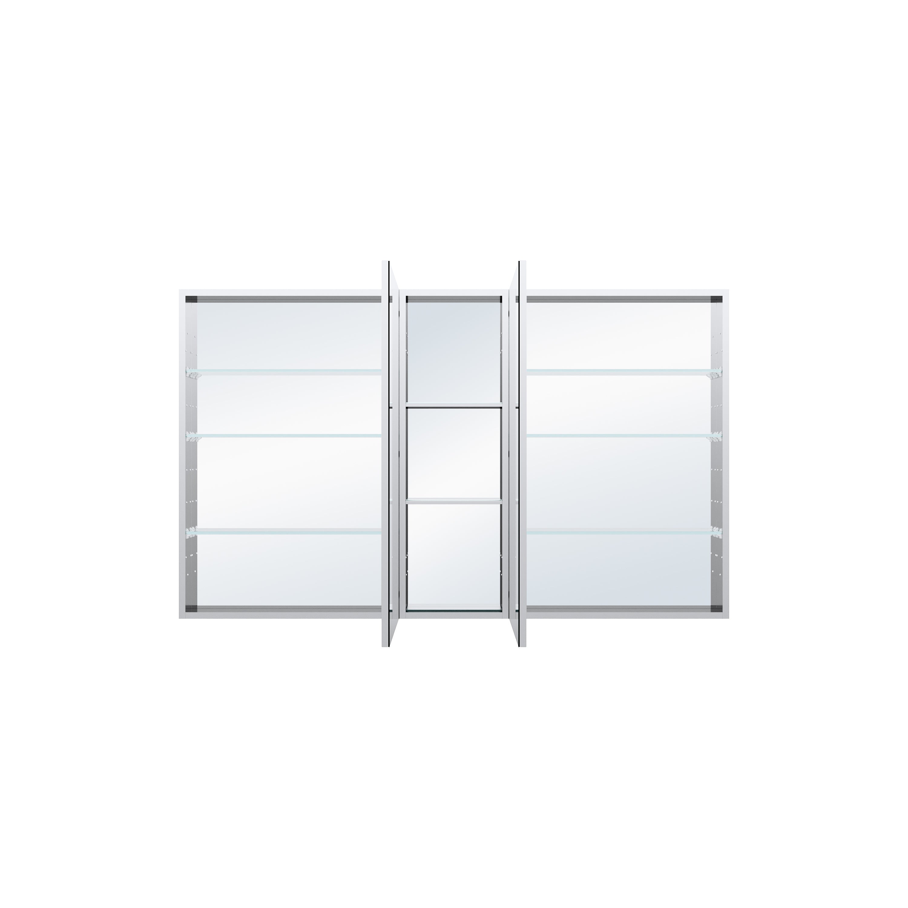 60 in. ×36 in. Bathroom Medicine Cabinet Set with Copper-Free Tri-View Mirror and Open Side Cabinet, Recessed or Surface Mount