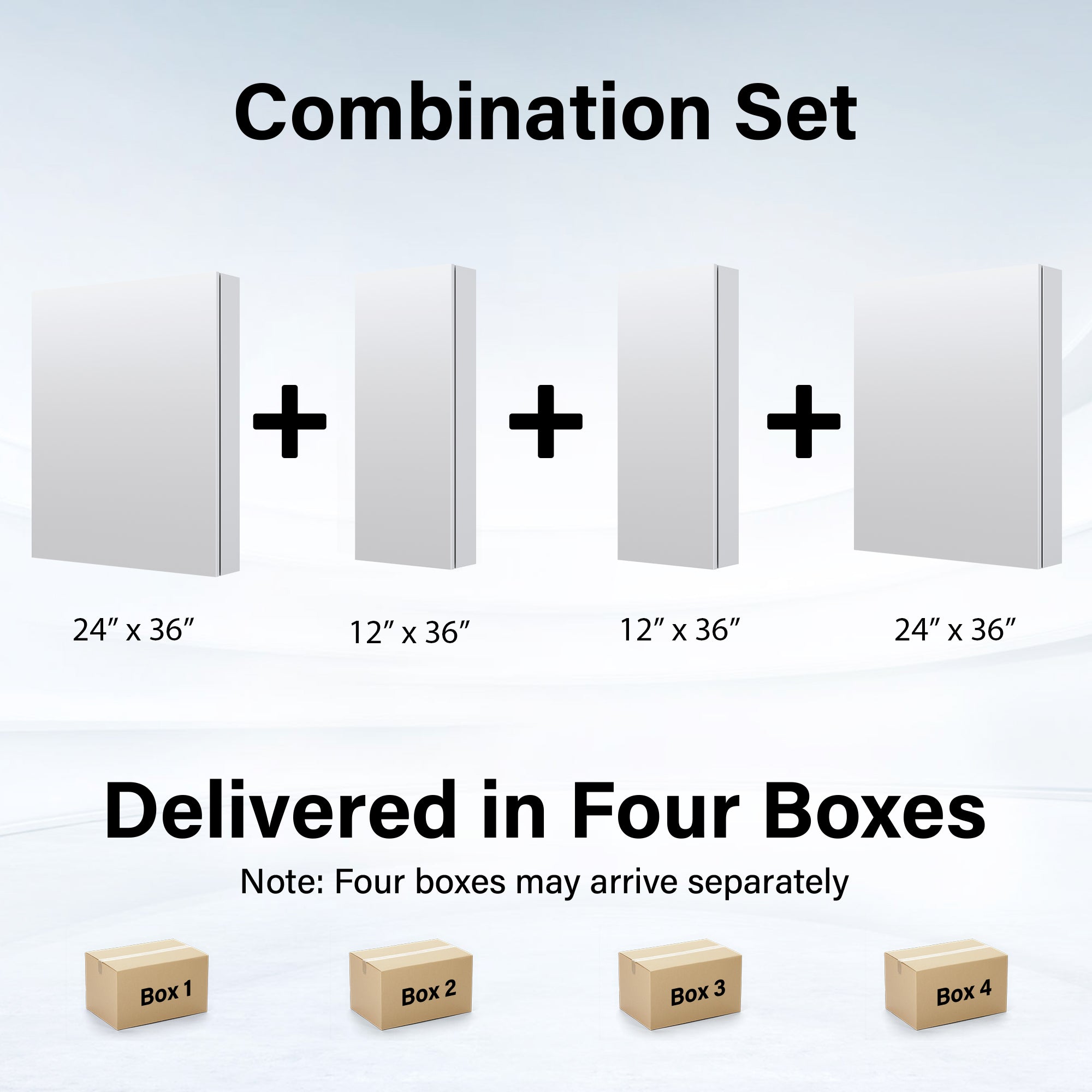 72 in. ×36 in. Copper-Free Tri-Views Mirror Medicine Cabinet with 12 Adjustable Shelves and 4 Swing Doors