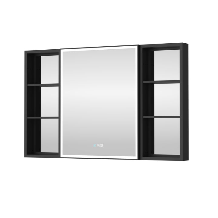 48'' x 30'' Black Aluminum Medicine Cabinet with Mirror and LED Light