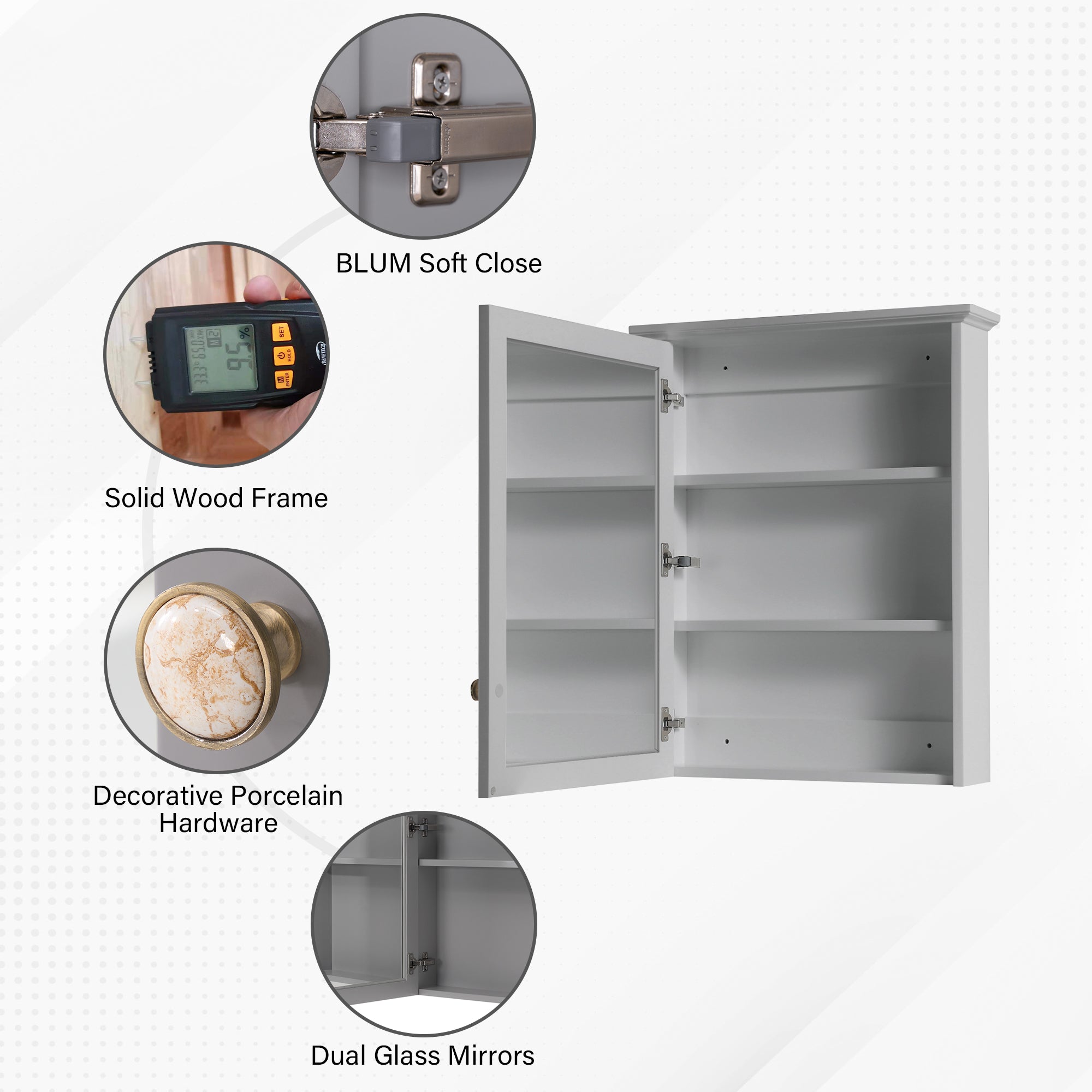 Wooden Medicine Cabinet with Mirror