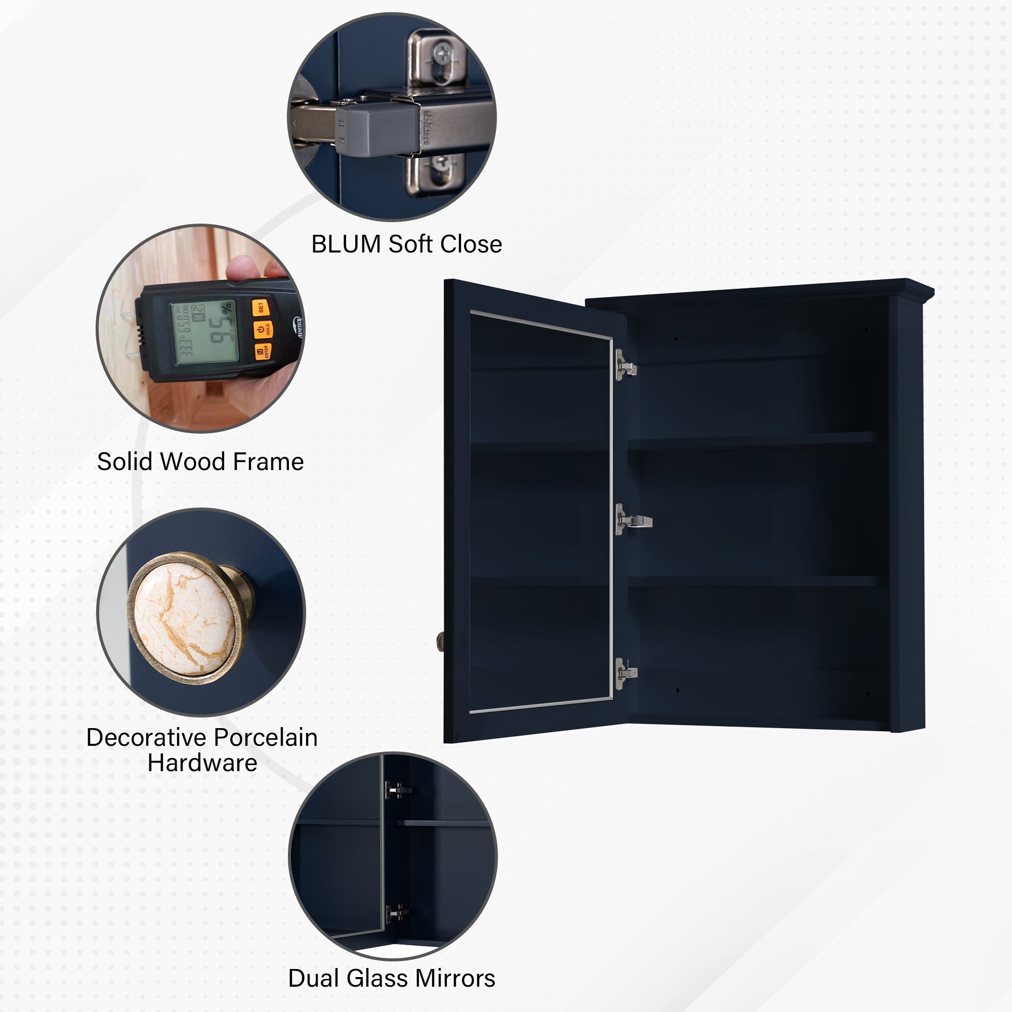 Wooden Medicine Cabinet with Mirror