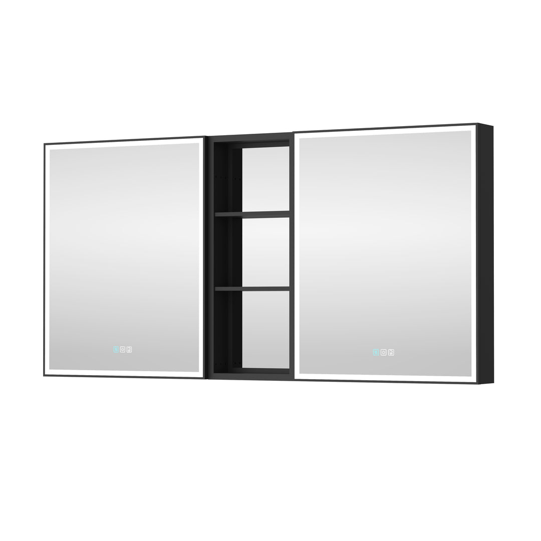 60 in. x 30 in. Black Aluminum Medicine Cabinet with Mirror and LED Light