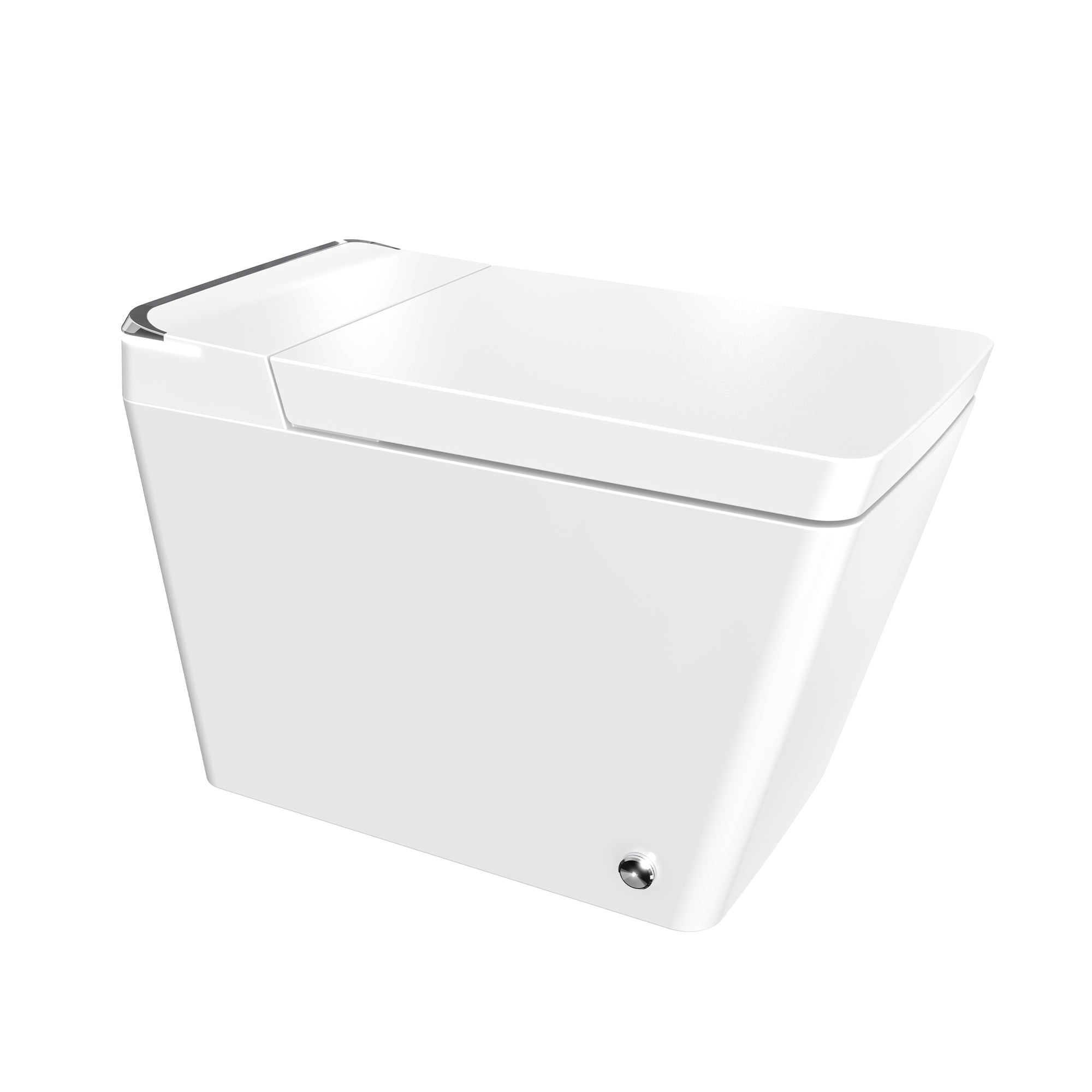 Rectangular Smart Toilet Bidet, Auto Open/Flushing, Remote, Round Seat in White