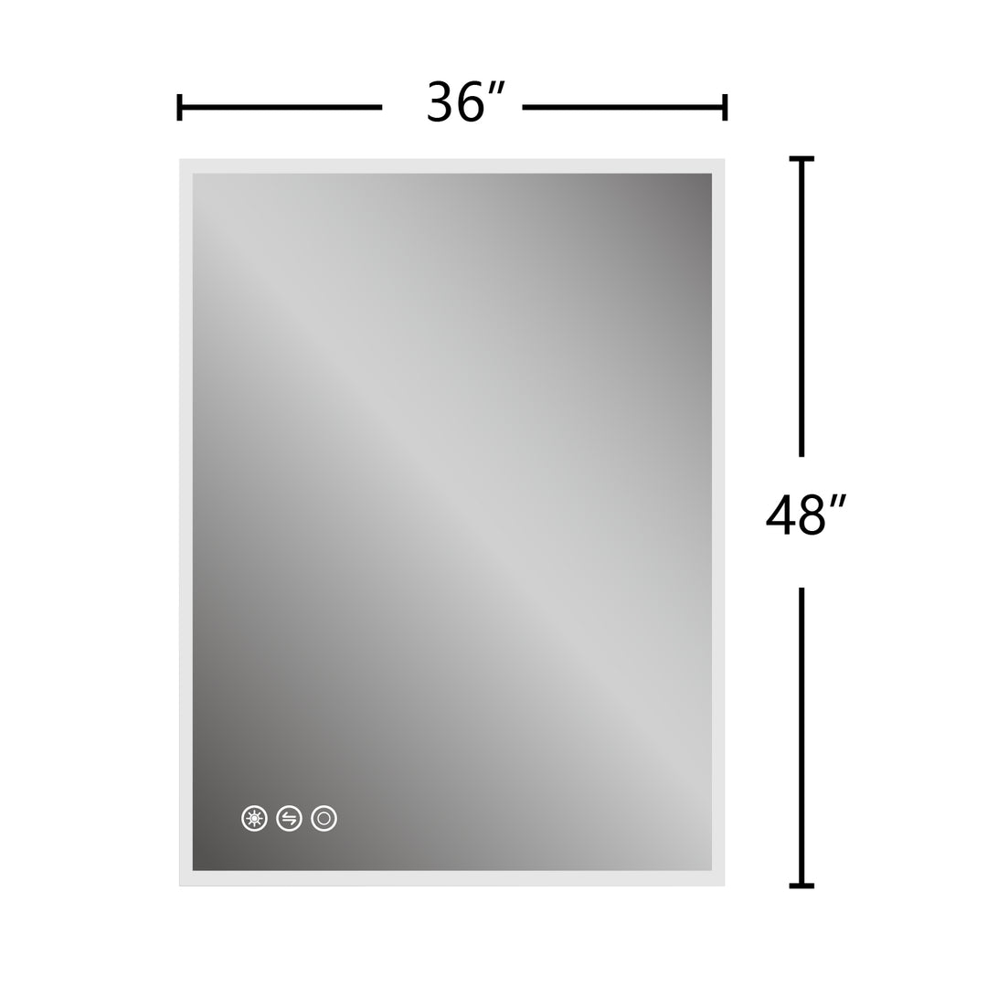48 in. W x 36 in. H Frameless LED Single Bathroom Vanity Mirror in Polished Crystal