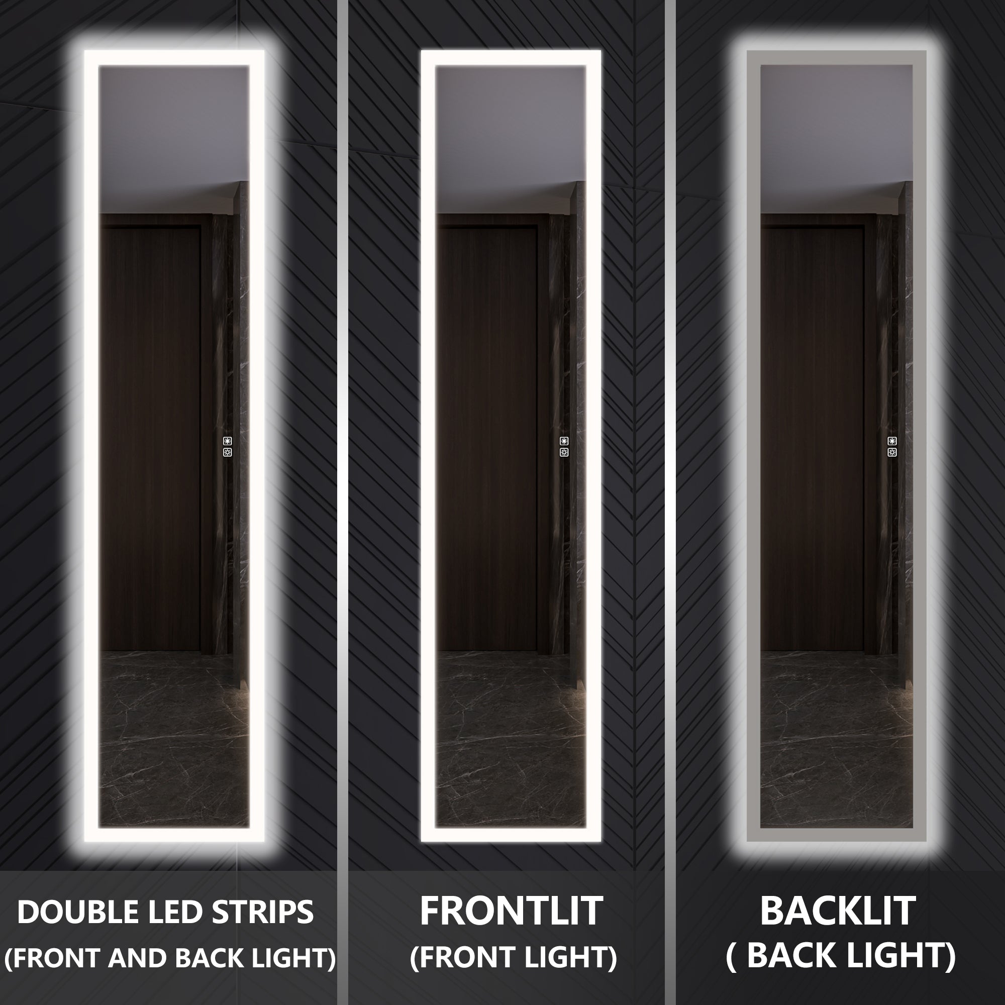 20 in. x 70 in. Recessed/Surface Mount Full Length LED Mirror Cabinet with Front&Backlit and Reversible Door Design