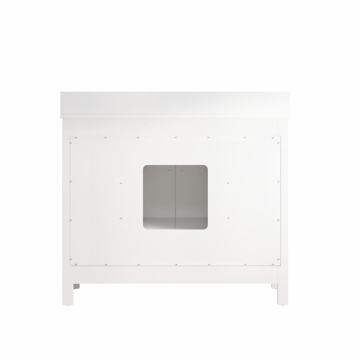 42 Inch Freestanding Solid Wood Bathroom Vanity with Fluted Molding, Pure White Quartz Countertop, White