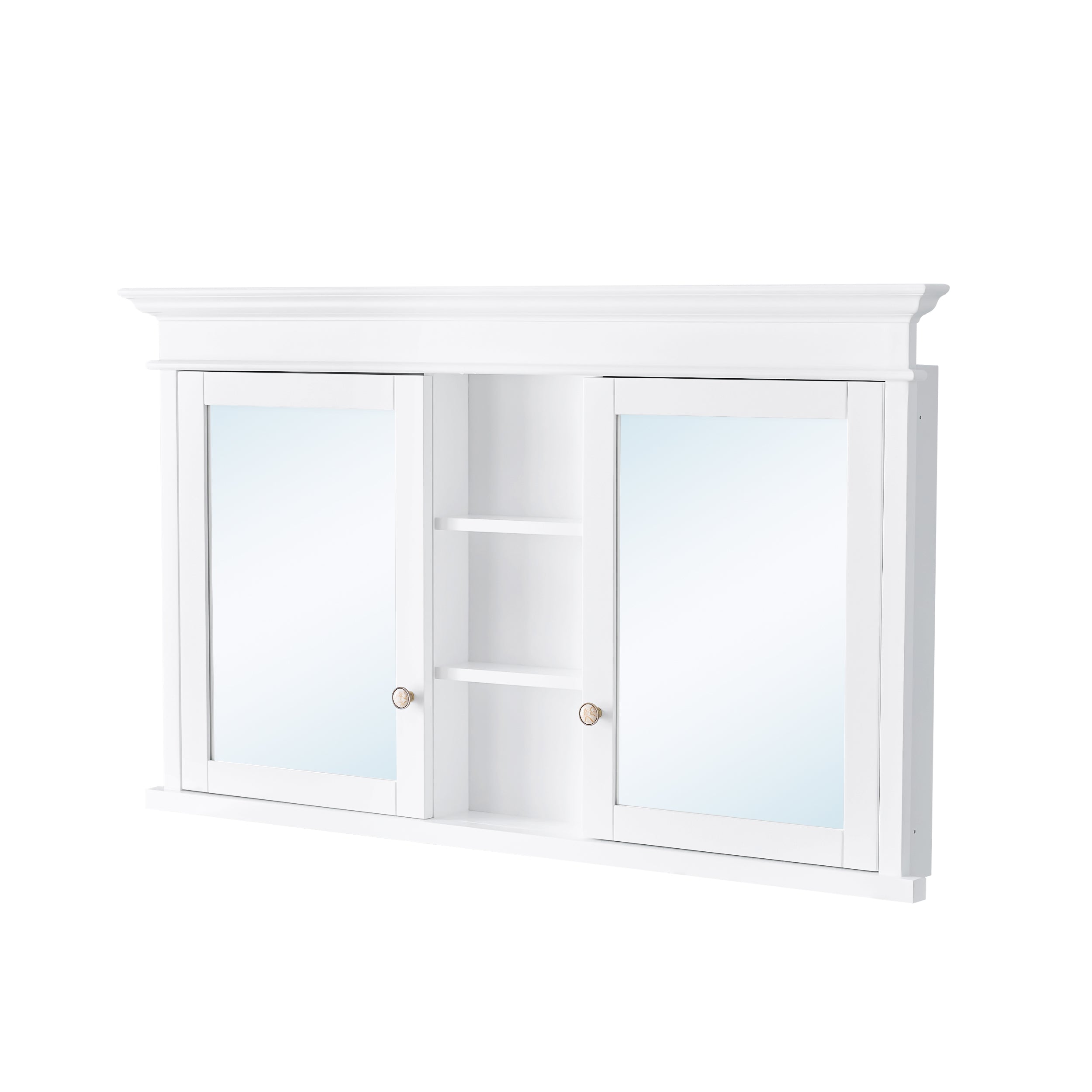 55 in.W x 32 in.H Recessed Bathroom Medicine Cabinet with Mirror in White