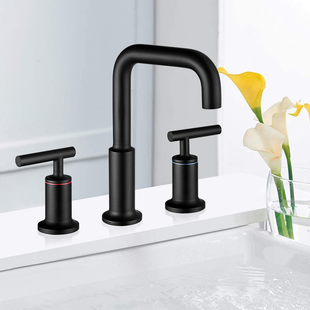 8 in. Widespread 2-Handle Bathroom Faucet with Supply Lines in Matte Black