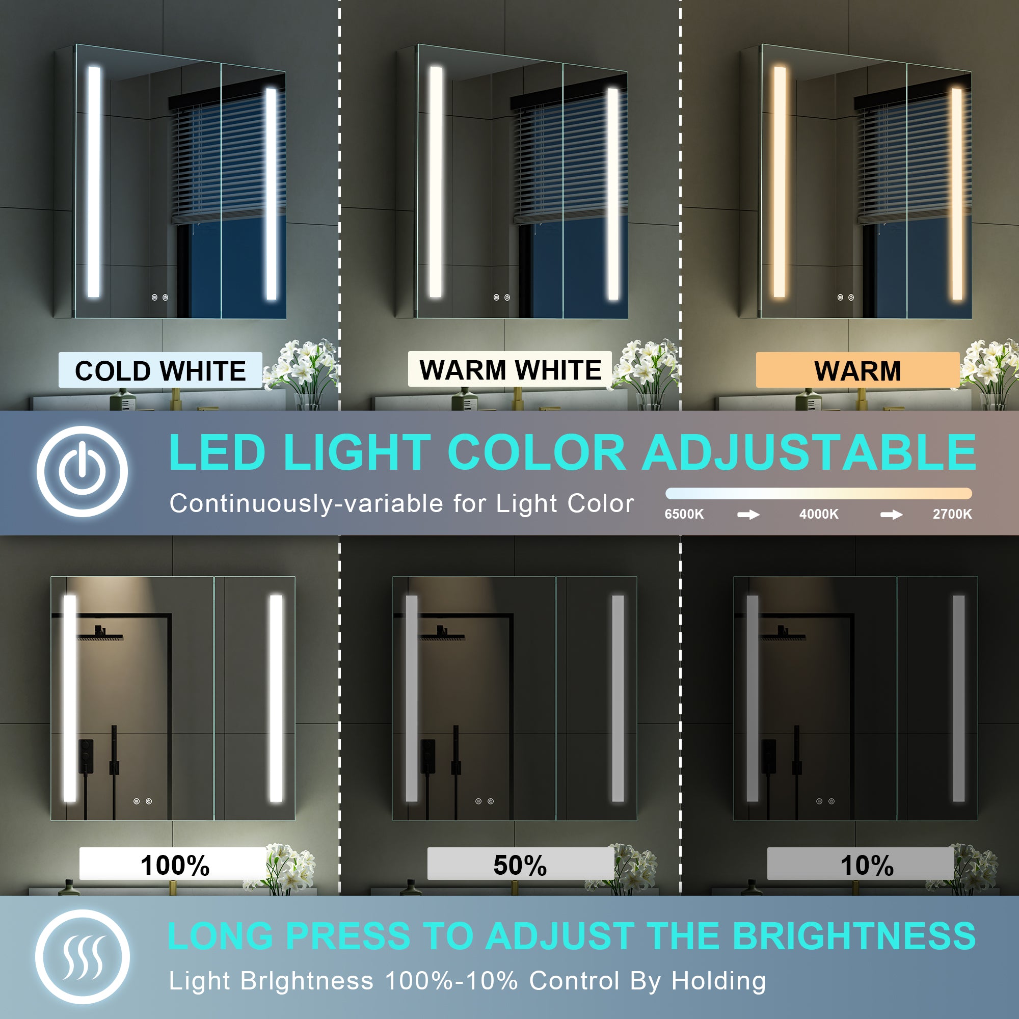 30 in. x 30 in. LED Lighted Surface/Recessed Mount Mirror Medicine Cabinet with Outlet