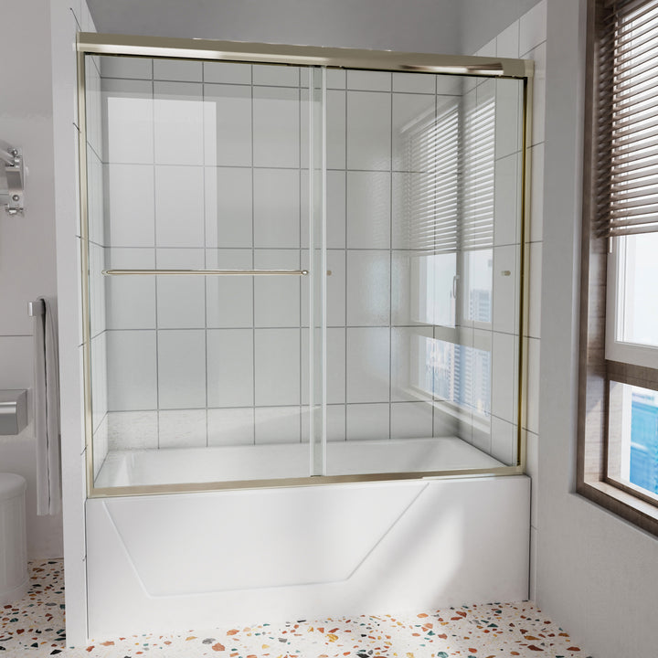 56" - 60" W x 58" H Single Sliding Frameless Tub Door with Clear Glass