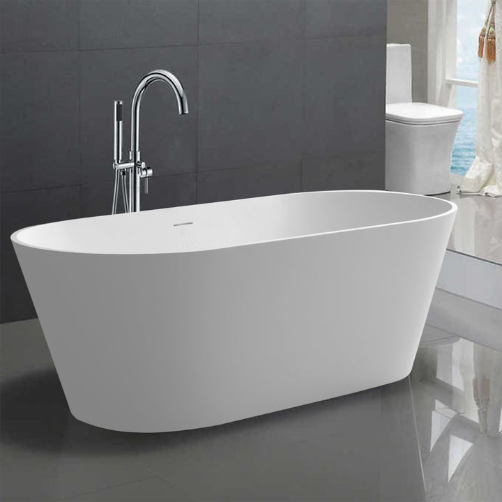 67" Solid Surface Stone Resin Stand Freestanding Soaking Bathtub