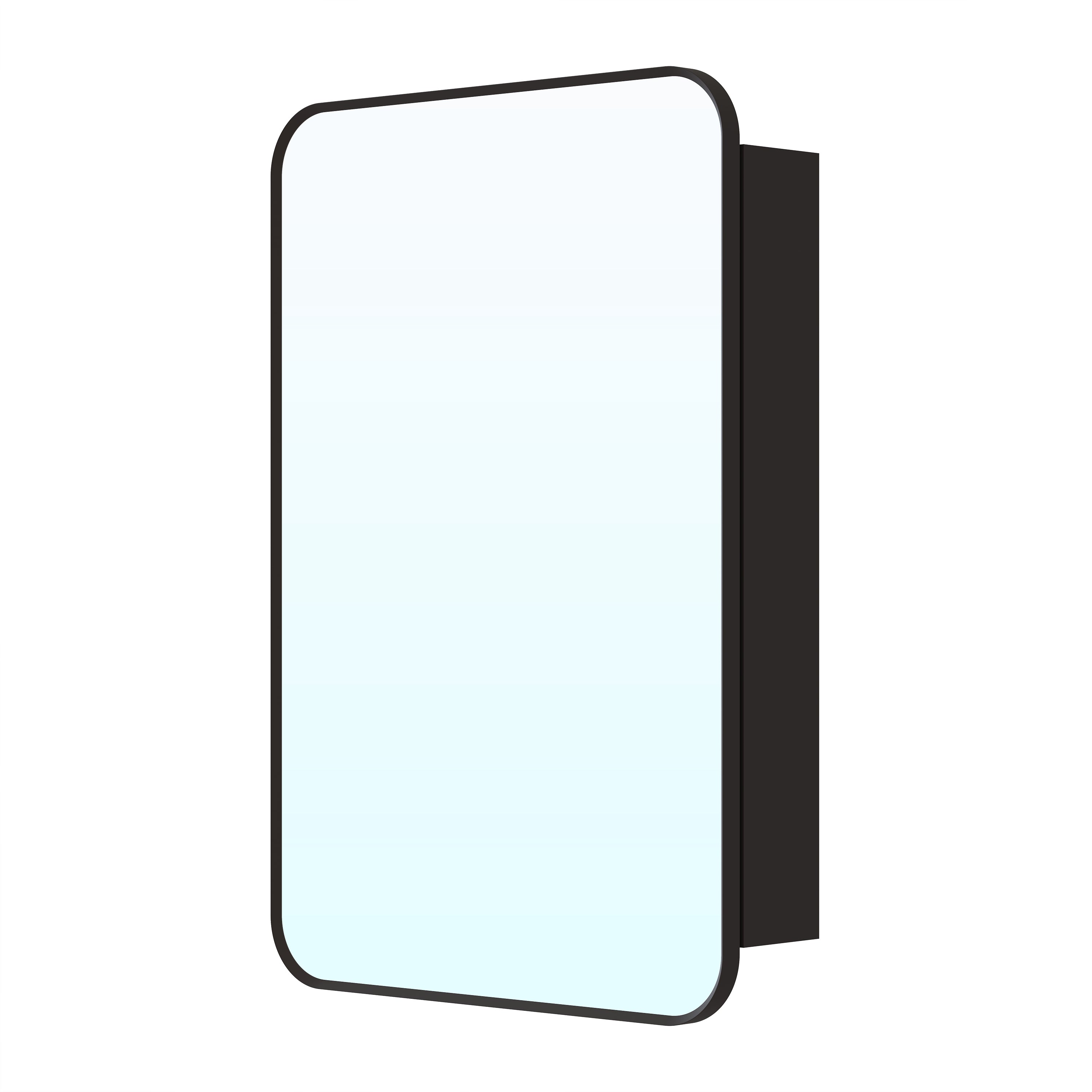 20 in. × 30 in. Black Aluminum Medicine Cabinet Tempered Glass Shelves Explosion Proof Recessed or Wall Mount