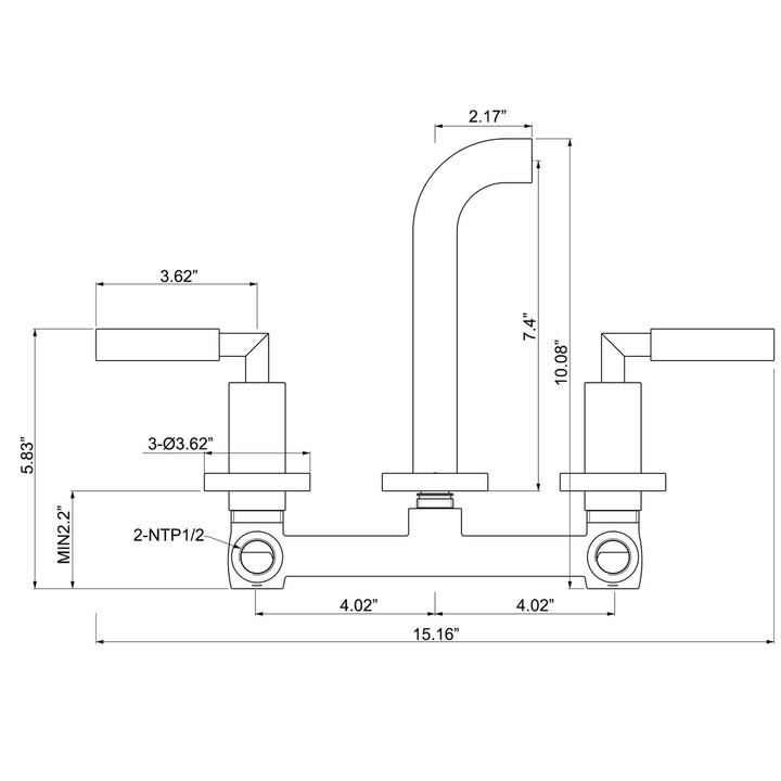 Wall Mounted Two Handles 3 Holes Best Bathroom Faucet