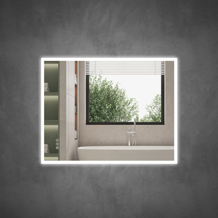 28 in. W x 36 in. H Rectangular Frameless Anti-Fog LED Light Dimmable Wall Mount Premium Bathroom Vanity Mirror