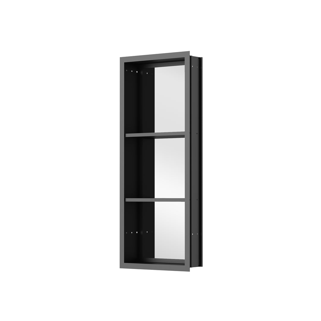 32 in. x 30 in. Black Aluminum Medicine Cabinet with Mirror and LED Light