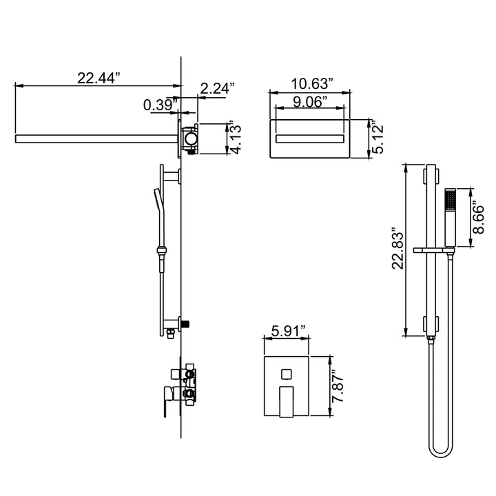 Wall Mounted Pressure Balance Complete Shower System With Embedded Box