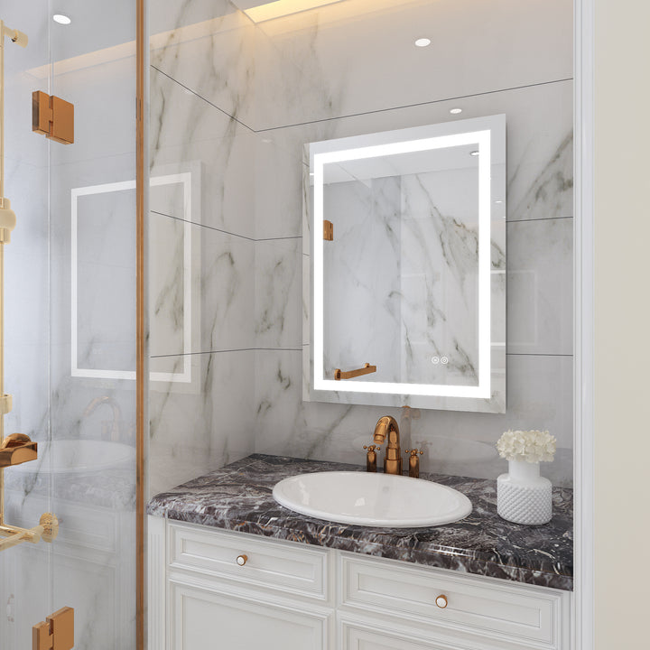 24 in. W x 32 in. H Rectangular Frameless Anti-Fog LED Light Bathroom Vanity Mirror in Aluminum