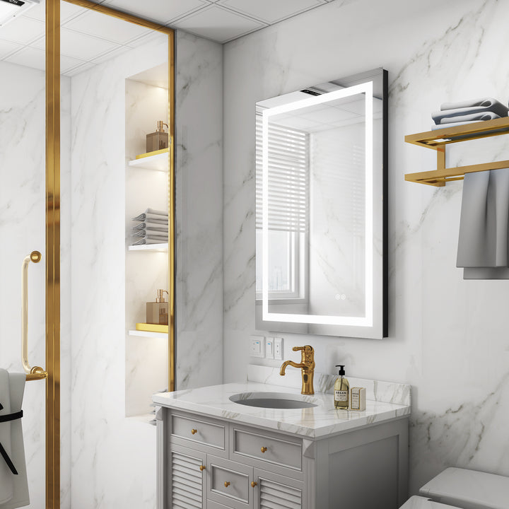 24 in. W x 36 in. H Rectangular Frameless Anti-Fog LED Light Bathroom Vanity Mirror in Aluminum