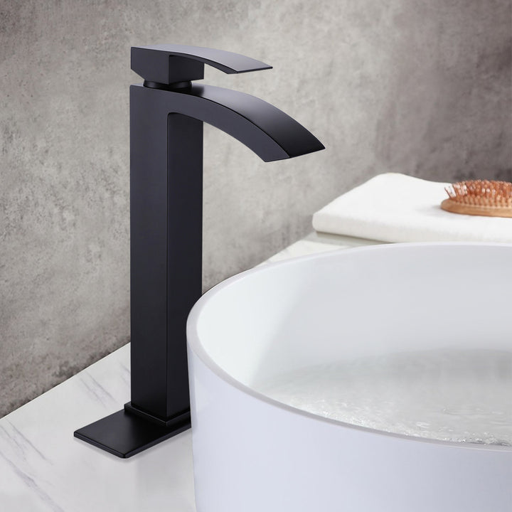 Deck Mount Bathroom Faucet 1-Handle Vessel Bathroom Sink Faucet Matte Black