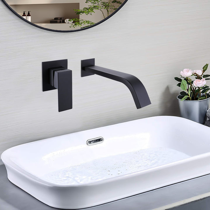 Single-Handle Wall Mounted Bath Faucet in Matte Black