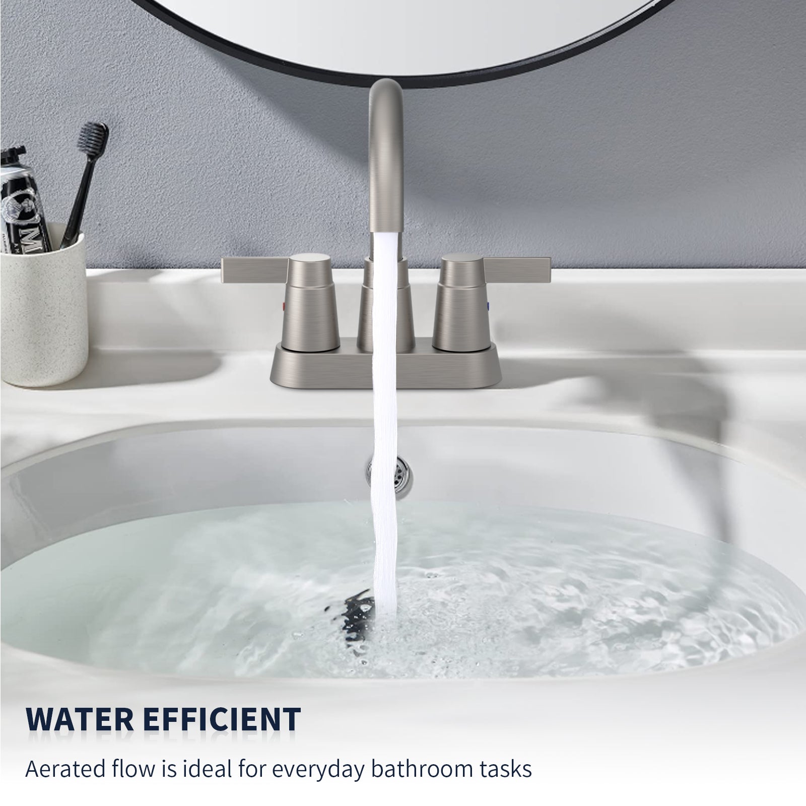 2-Handle 360 Degree High Arc Swivel Spout Centerset 3 Holes Lavatory  Bathroom Sink Faucet