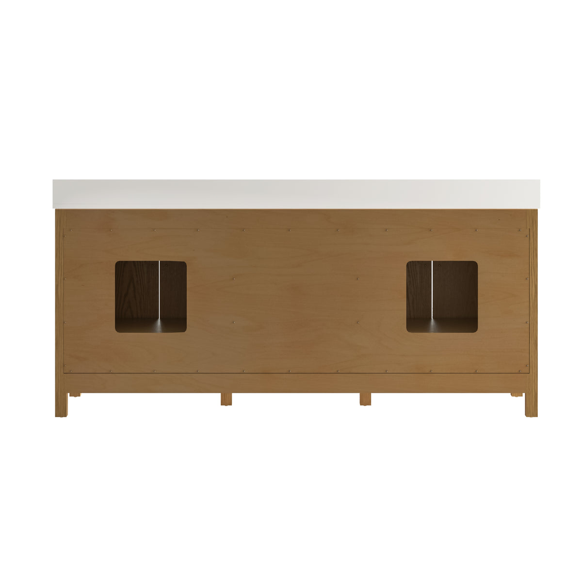 80 Inch Freestanding Solid Wood Bathroom Vanity with Pure White Quartz Countertop, 4 Soft-Close Doors & 5 Dovetail Drawers, Walnut