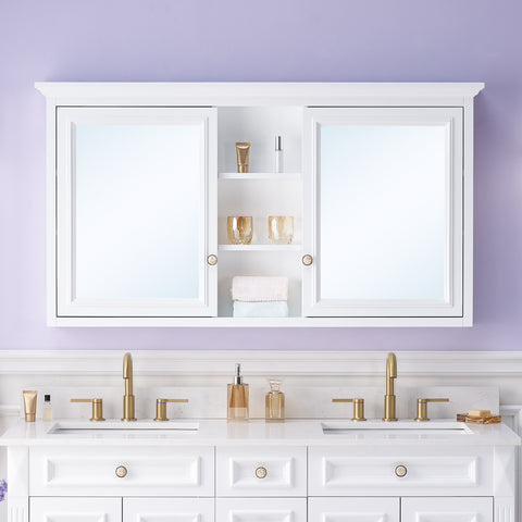 55 in. W x 30 in. H Solid Wood Surface-Mount Medicine Cabinet with Mirror