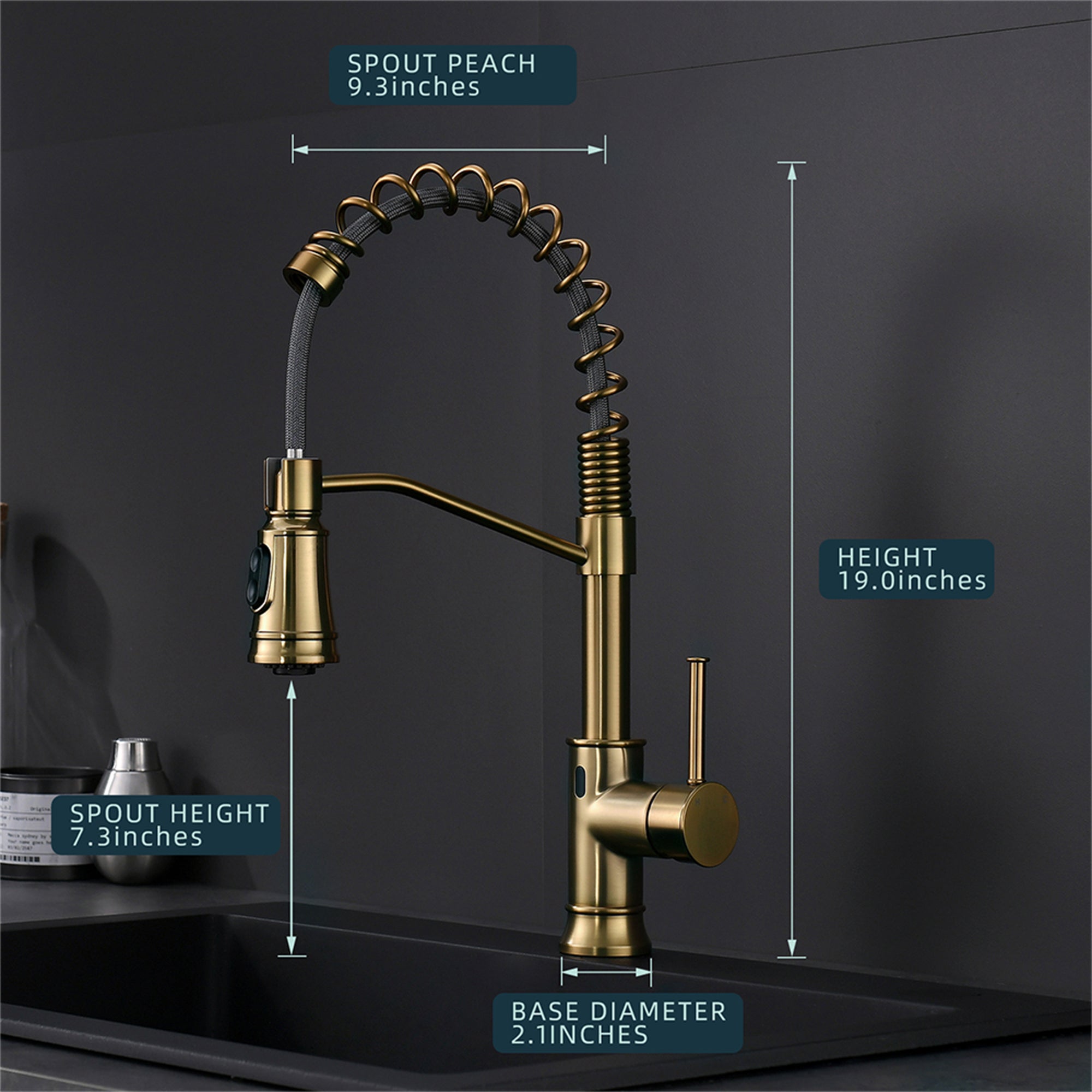 Single Handle Touchless Gooseneck Pull Down Sprayer Kitchen Faucet with Dual Function