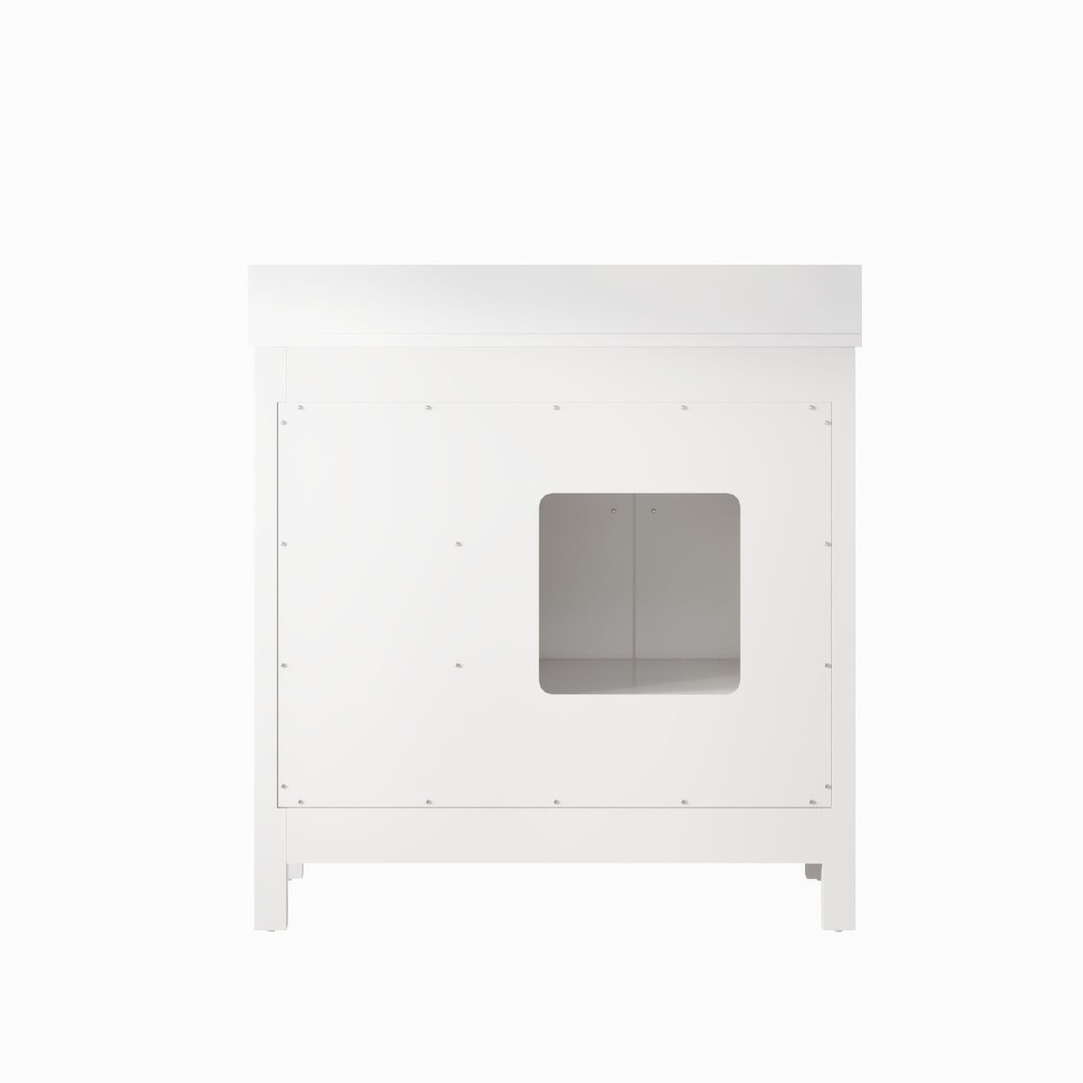 36 Inch Freestanding Solid Wood Bathroom Vanity with Fluted Molding, Pure White Quartz Countertop, White