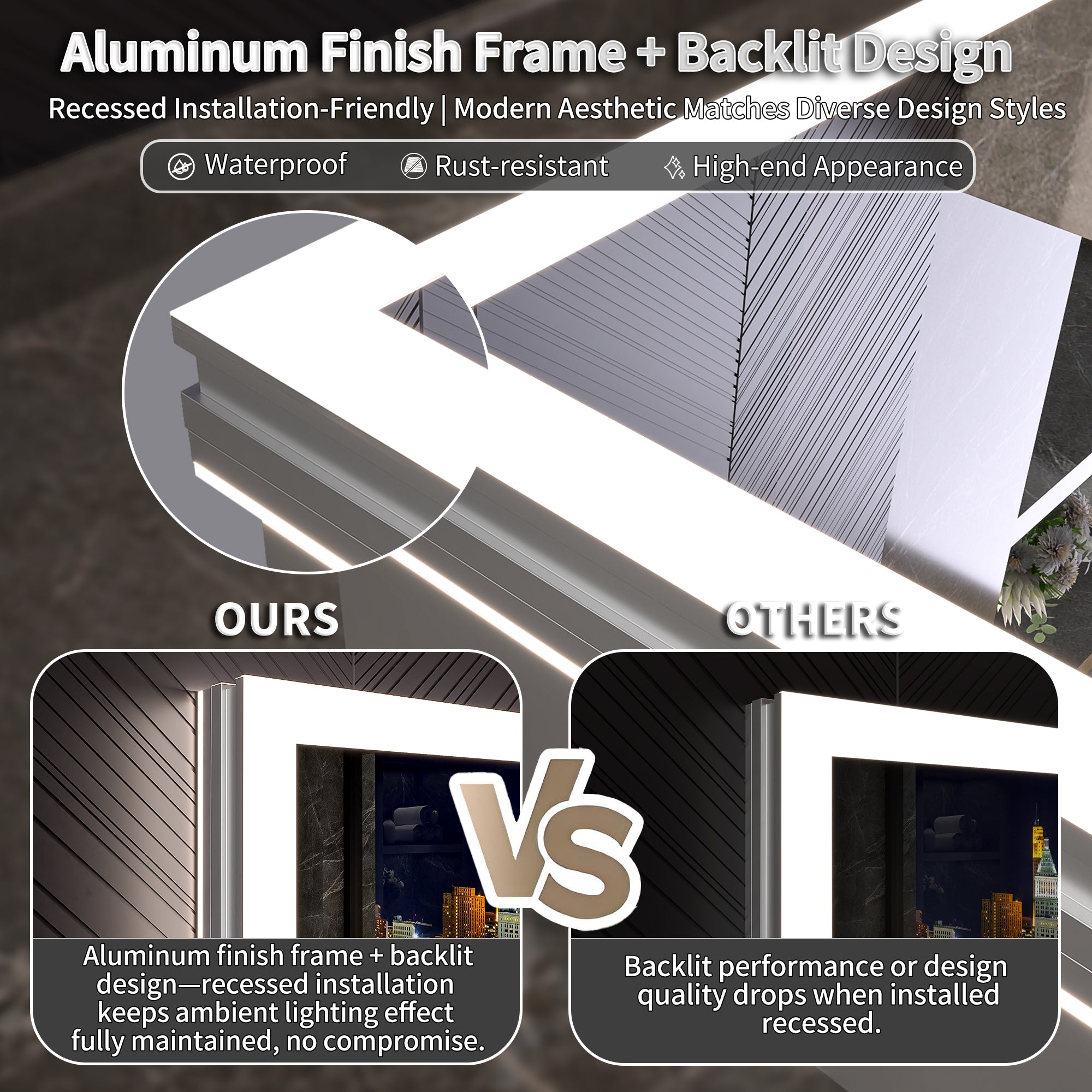 20 in. x 70 in. Recessed/Surface Mount Full Length LED Mirror Cabinet with Front&Backlit and Reversible Door Design