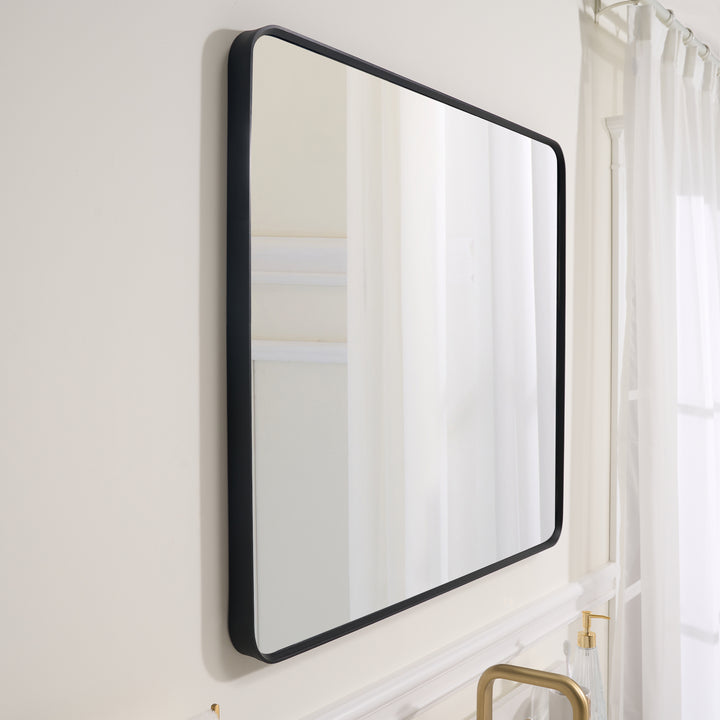 30-in W x 36-in H Black Rectangular Framed Bathroom Vanity Mirror