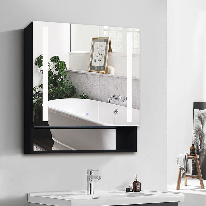 30" W x 32" H Bathroom Mirror Medicine Cabinet with Lights Double Door Recessed or Surface Mount,Defog