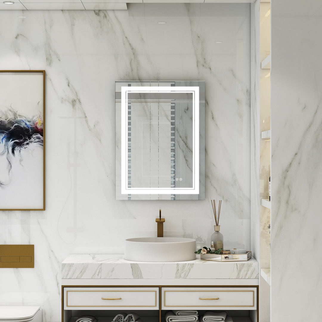 24 in. W x 32 in. H Rectangular Frameless Anti-Fog LED Light Dimmable Bathroom Vanity Mirror in Aluminum