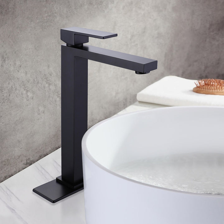 Deck Mount Bathroom Faucet 1-Handle Vessel Bathroom Sink Faucet Matte Black