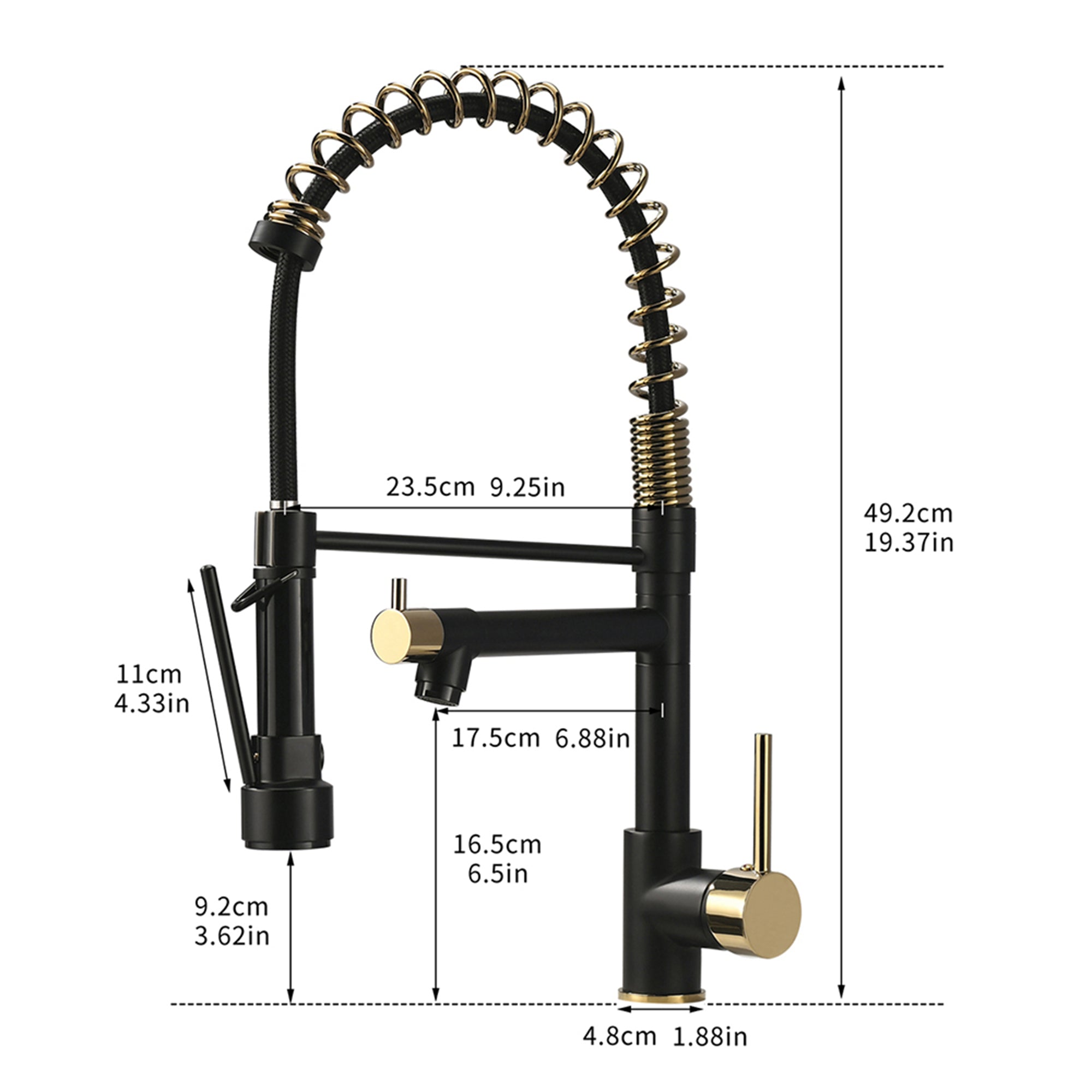 Modern Pull-down Single Handle Kitchen Faucet with Two Nozzles