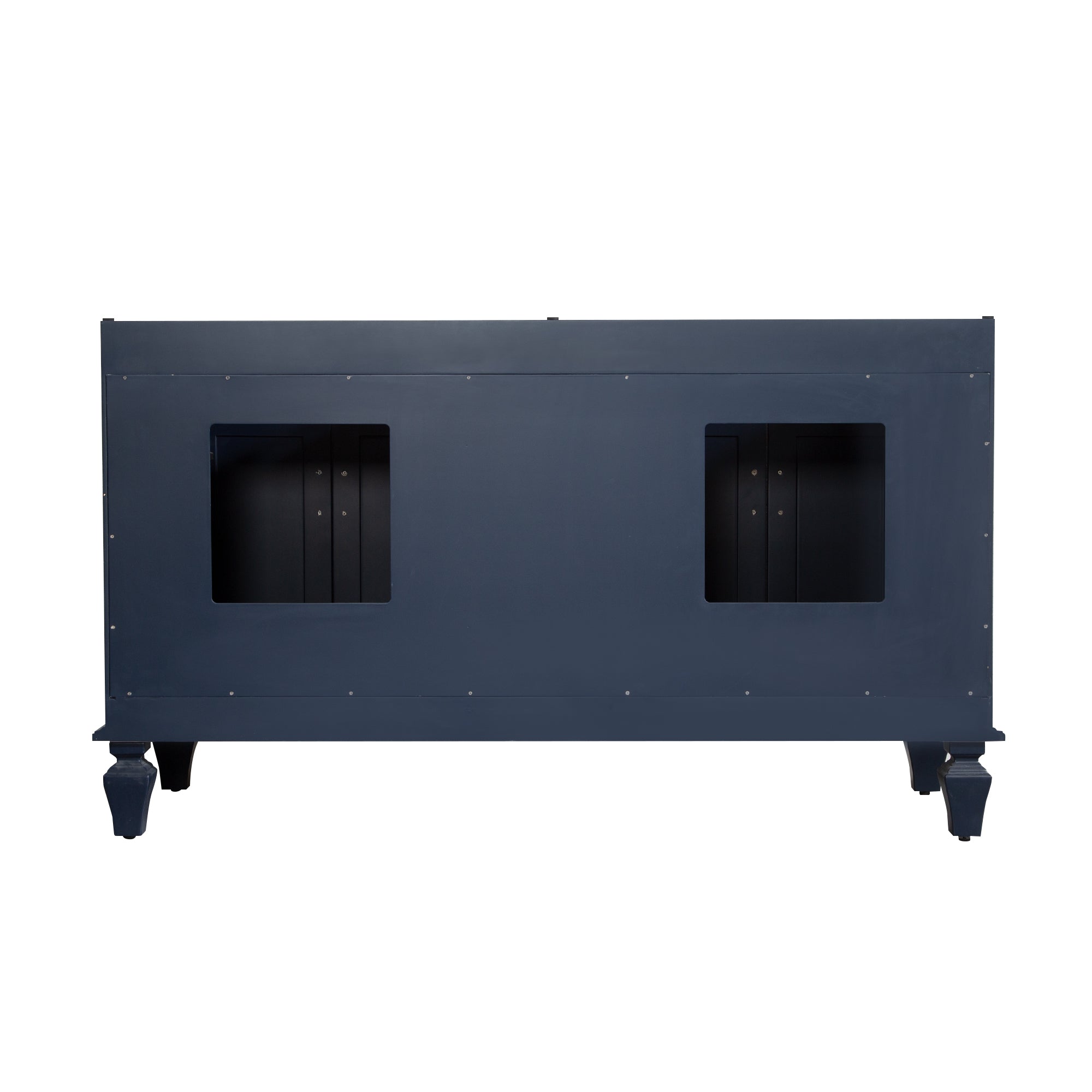 60" Navy Blue Solid Wood Bathroom Vanity & 2-Piece 24" LED Mirror Medicine Cabinet Combo