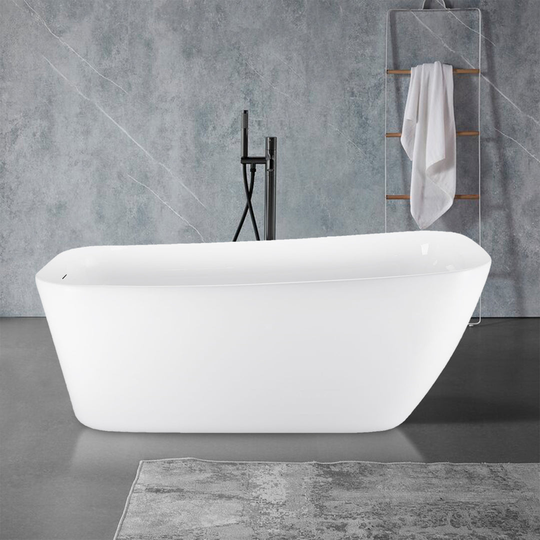 28-in W White Acrylic Freestanding Contemporary Soaking Bathtub