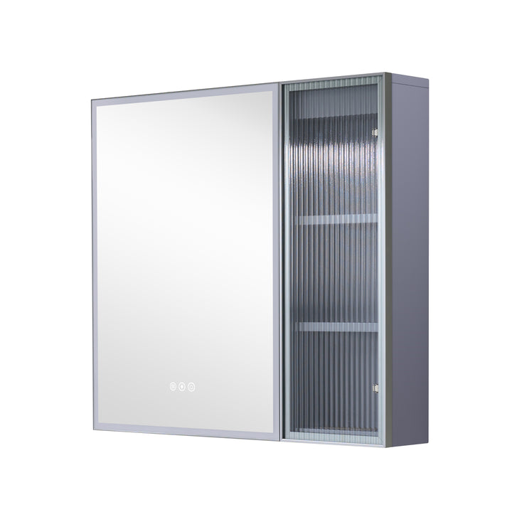 30 in. W x 28 in. H Rectangular Surface Mount LED Mirror Medicine Cabinet in Lavender