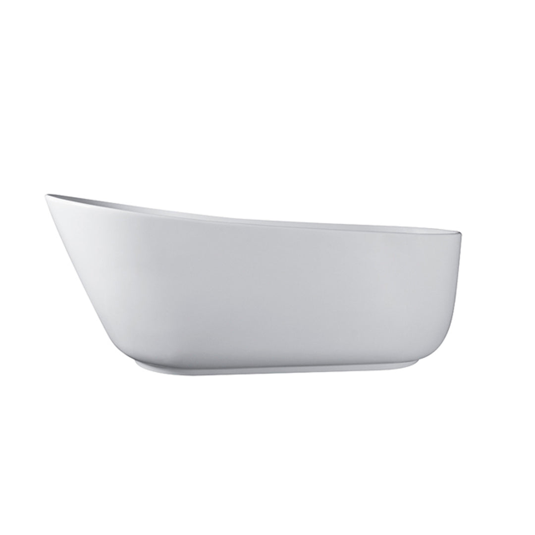 67" Solid Surface Stone Resin Oval Shape Soaking Bathtub with Overflow in Matte White