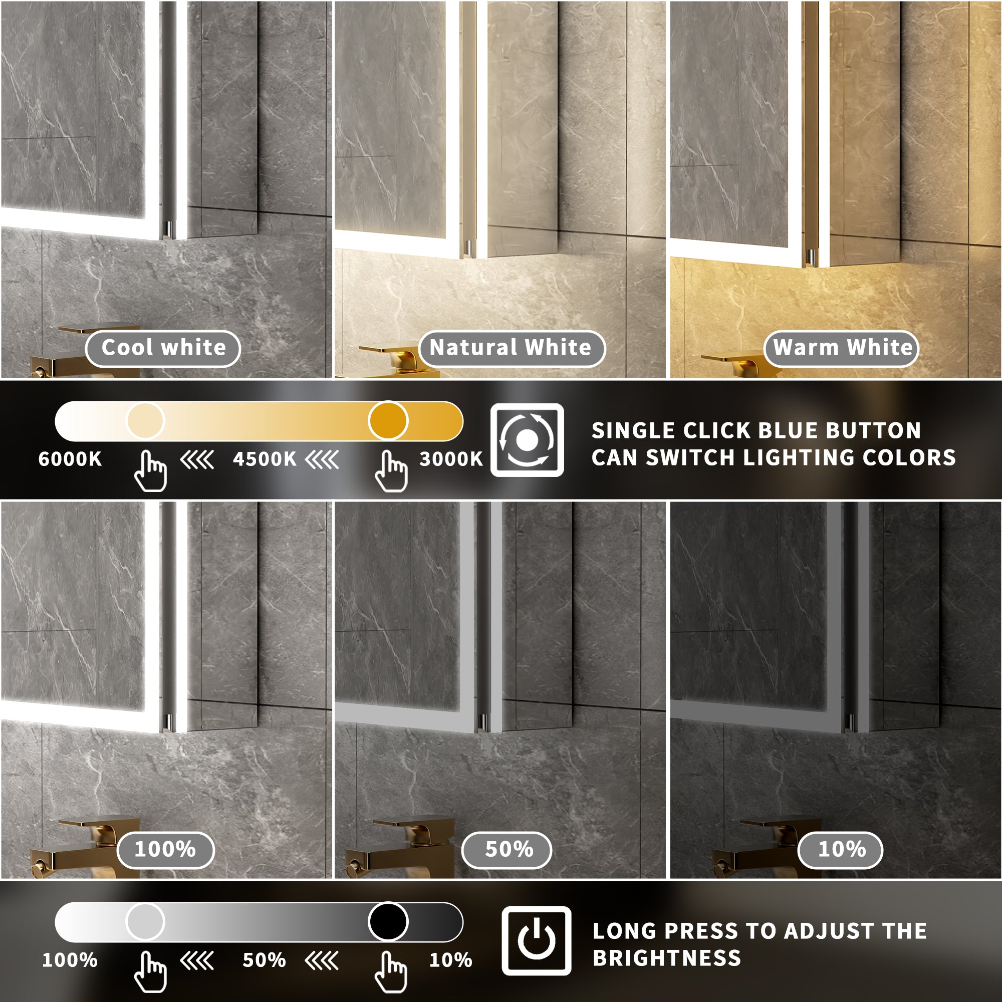 20 in. x 32 in. Recessed/Surface Mount Left LED Medicine Cabinet with 5X Magnifier Mirror, Aluminum Frame