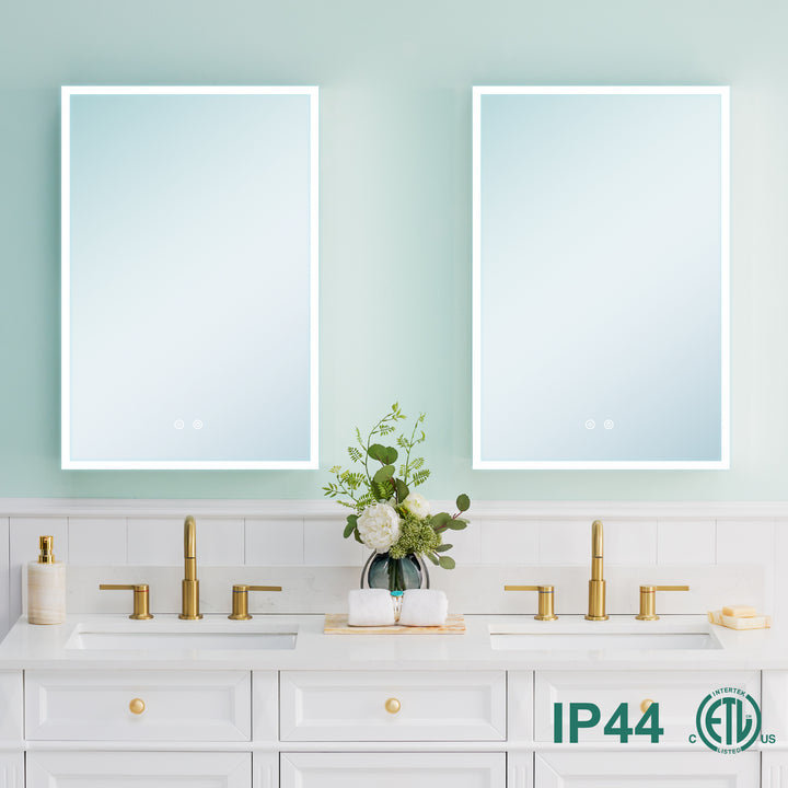 24-in W x 36-in H Black Rectangular Framed Bathroom Vanity Mirror
