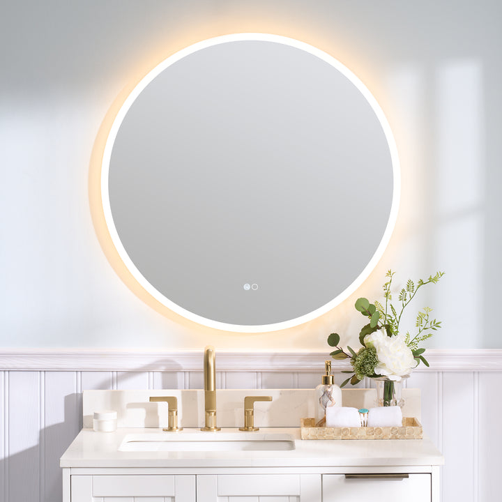32 in. W x 32 in. H Round Frameless Anti-Fog LED Light Dimmable Wall Mount Bathroom Vanity Mirror